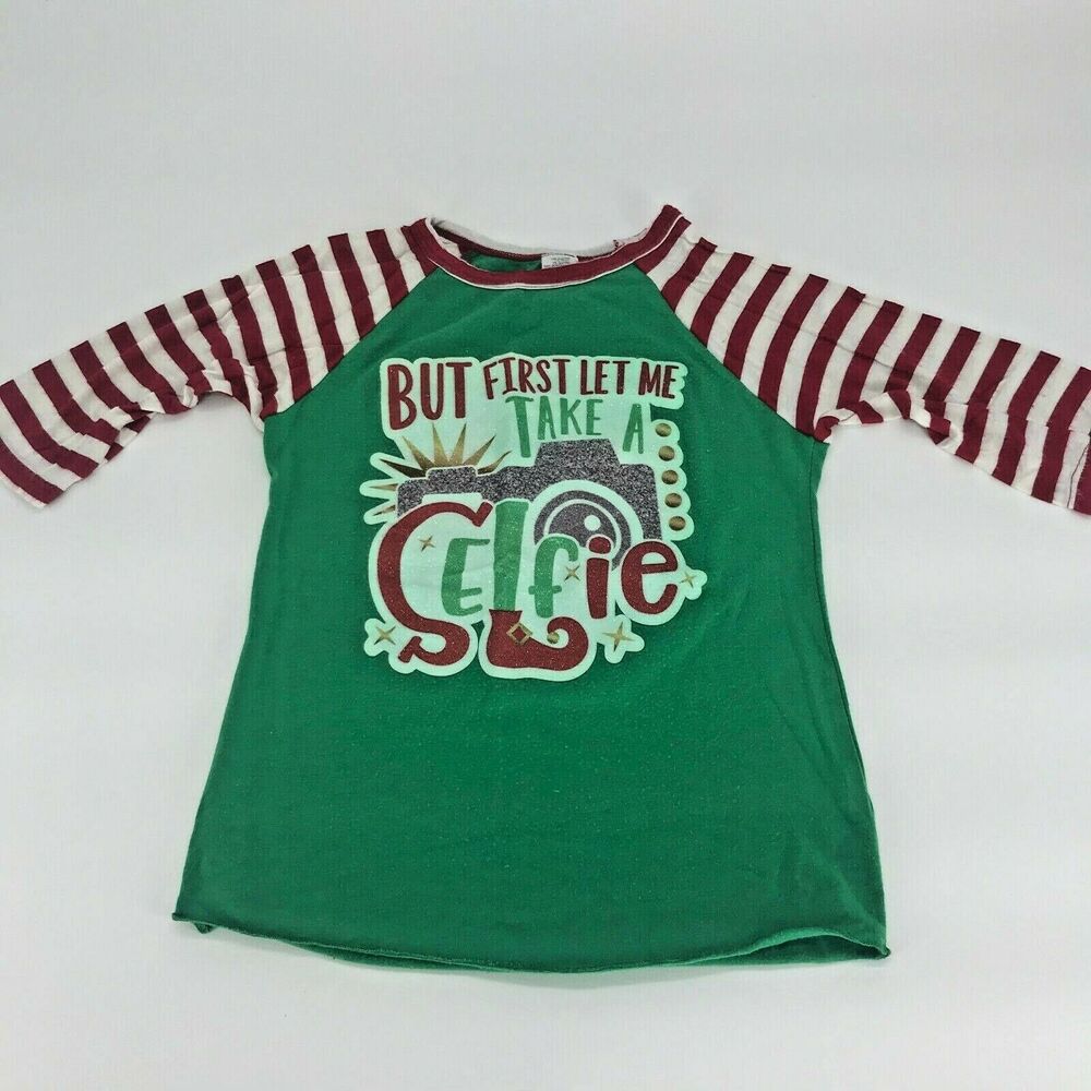 Unbranded Girls T-Shirt But First Let Me Take A Selfie Elf Holiday Sz S